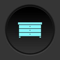 rond bouton icône armoire. bouton bannière rond badge interface pour application illustration sur foncé Contexte vecteur