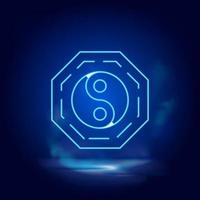 yin Yang symbole néon icône. bleu fumée effet bleu Contexte vecteur