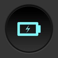 foncé bouton icône charge batterie. bouton bannière rond badge interface pour application illustration sur assombrir Contexte vecteur