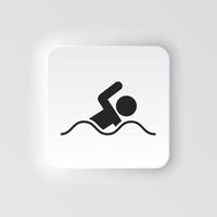 rectangle bouton icône nager homme. bouton bannière rectangle badge interface pour application illustration sur néomorphe style sur blanc Contexte vecteur