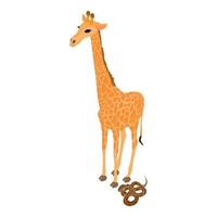 animal aide sociale icône isométrique vecteur. boa constricteur près girafe animal icône vecteur