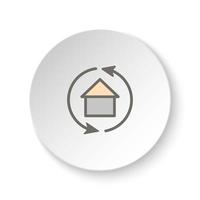 rond bouton pour la toile icône, flèches, échange, maison. bouton bannière rond, badge interface pour application illustration sur blanc Contexte vecteur