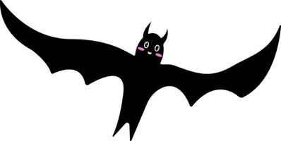 chauve souris en volant noir silhouette icône. mignonne dessin animé bébé personnage avec gros ouvert aile. content Halloween. forêt animal. plat conception. blanc Contexte. isolé. salutation carte. vecteur illustration