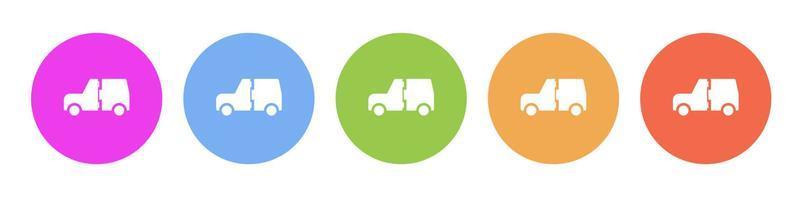 multi coloré plat Icônes sur rond arrière-plans. auto, écart, assurance, véhicule multicolore cercle vecteur icône sur blanc Contexte
