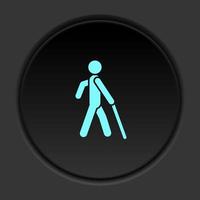 rond bouton icône aveugle homme silhouette. bouton bannière rond badge interface pour application illustration sur foncé Contexte vecteur