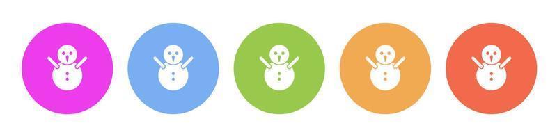 multi coloré plat Icônes sur rond arrière-plans. bonhomme de neige, Noël multicolore cercle vecteur icône sur blanc Contexte