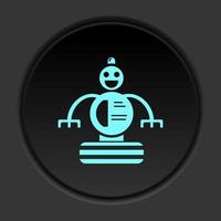 foncé bouton icône robot technologie. bouton bannière rond badge interface pour application illustration sur assombrir Contexte vecteur