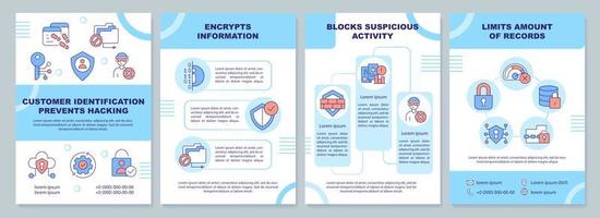 client identification empêche hacks bleu brochure modèle. brochure conception avec linéaire Icônes. modifiable 4 vecteur mises en page pour présentation, annuel rapports