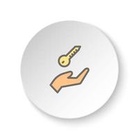 rond bouton pour la toile icône, bras, clé, maison. bouton bannière rond, badge interface pour application illustration sur blanc Contexte vecteur