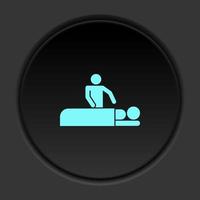rond bouton icône massage. bouton bannière rond badge interface pour application illustration sur foncé Contexte vecteur