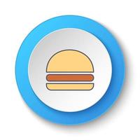 rond bouton pour la toile icône, Burger, Hamburger. bouton bannière rond, badge interface pour application illustration sur blanc Contexte vecteur