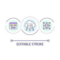 global Les données nuage espace de rangement boucle concept icône. La technologie innovation. virtuel information En traitement abstrait idée mince ligne illustration. isolé contour dessin. modifiable accident vasculaire cérébral vecteur