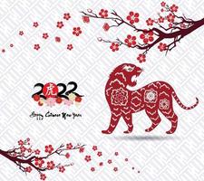 bonne année chinoise 2022 - année du tigre. modèle de conception de bannière de nouvel an lunaire. vecteur
