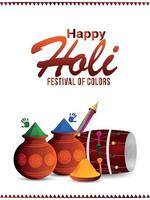 affiche ou dépliant de célébration joyeux holi vecteur