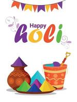 affiche créative de joyeux holi avec des éléments créatifs vecteur