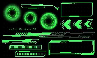 ensemble de hud cercle moderne utilisateur interface éléments conception La technologie cyber vert sur noir futuriste vecteur