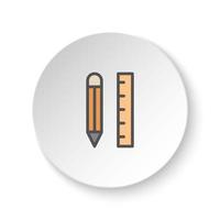 rond bouton pour la toile icône, application, crayon, règle. bouton bannière rond, badge interface pour application illustration sur blanc Contexte