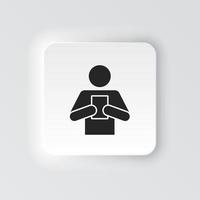 rectangle bouton icône homme livre lire. bouton bannière rectangle badge interface pour application illustration sur néomorphe style sur blanc Contexte vecteur