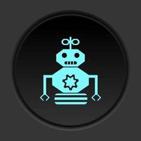 foncé bouton icône robot technologie. bouton bannière rond badge interface pour application illustration sur assombrir Contexte vecteur