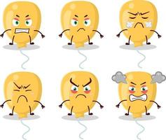 Jaune ballon dessin animé personnage avec divers en colère expressions vecteur