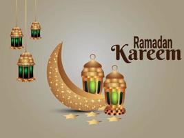 fond de célébration ramadan kareem avec lanterne islamique et lune vecteur