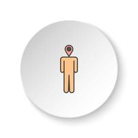 rond bouton pour la toile icône, homme, emplacement. bouton bannière rond, badge interface pour application illustration sur blanc Contexte vecteur