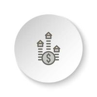 rond bouton pour la toile icône, croissance, prix, argent, réel domaine. bouton bannière rond, badge interface pour application illustration sur blanc Contexte vecteur