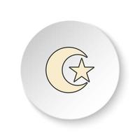 rond bouton pour la toile icône, lune et étoile. bouton bannière rond, badge interface pour application illustration sur blanc Contexte vecteur