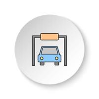 rond bouton pour la toile icône, voiture, garage. bouton bannière rond, badge interface pour application illustration sur blanc Contexte vecteur