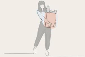 Couleur illustration de une femme porter achats Sacs vecteur