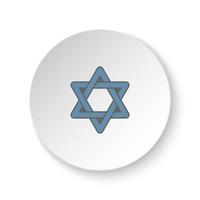 rond bouton pour la toile icône, judaïsme symbole. bouton bannière rond, badge interface pour application illustration sur blanc Contexte vecteur