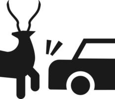 accident, animal, voiture, collision, cerf icône - vecteur. Assurance concept vecteur illustration. sur blanc Contexte