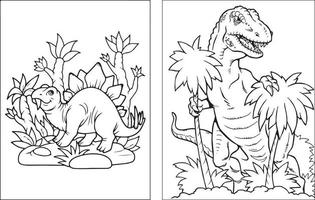 divers dinosaures ligne art. vecteur illustration pour coloration pages, coloration livre, etc