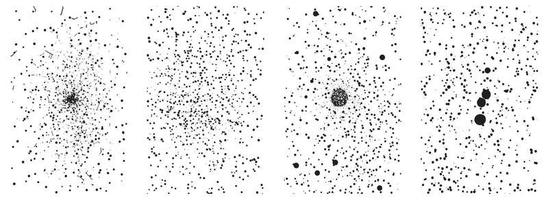 ensemble de grunge affligé vecteur textures. noir et blanc arrière-plans avec éclabousser, rayure et tache effets. eps dix.