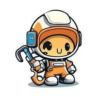 mignonne robot astronaute dessin animé vecteur icône illustration