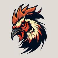 en colère coq tête mascotte esport logo vecteur illustration avec isolé Contexte