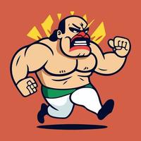 fort dessin animé mexicain lutteur vecteur illustration