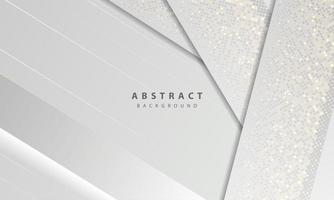 texture de concept de luxe et moderne avec décoration d'élément de points de paillettes d'argent. fond abstrait blanc avec des formes de papier superposées. vecteur