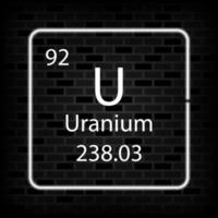 uranium néon symbole. chimique élément de le périodique tableau. vecteur illustration.