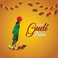 kalash traditionnel gudi padwa avec fond créatif vecteur