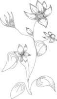 fleurs dessin avec dessin au trait sur blanc arrière-plans vecteur