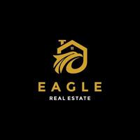 Aigle logo conception modèle. impressionnant une Aigle avec maison logo. une Aigle avec maison lineart logotype. vecteur