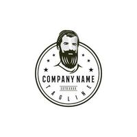 barbu homme logo conception modèle. impressionnant une barbu homme logo. une barbu homme silhouette logotype. vecteur