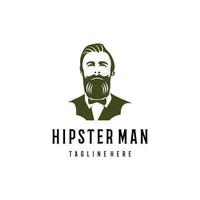 branché homme logo conception. impressionnant branché homme logo. une homme avec costume et barbe logotype vecteur