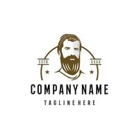 barbu homme logo conception modèle. impressionnant une barbu homme logo. une barbu homme silhouette logotype. vecteur