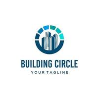 bâtiment logo conception. bâtiment dans le cercle logotype. vecteur