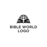 une Bible logo conception modèle. impressionnant une Bible avec globe logo. une Bible avec globe lineart logotype. vecteur