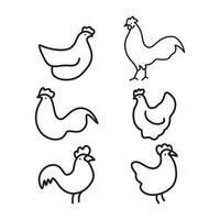 coq poulet icône ensemble conception vecteur illustration