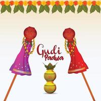 illustration vectorielle créative de joyeux festival hindou indien gudipadwa et fond vecteur
