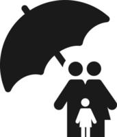 se soucier, famille, assurance, parapluie icône - vecteur. Assurance concept vecteur illustration